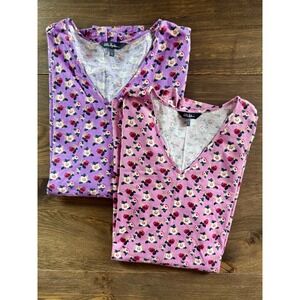 Ulla Popken NWOT Lot of 2 Short Sleeve Floral Knit Tunic Tops 32/34 Pink Purple